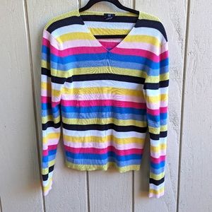 Vintage gap v-neck stripe cotton sweater xl